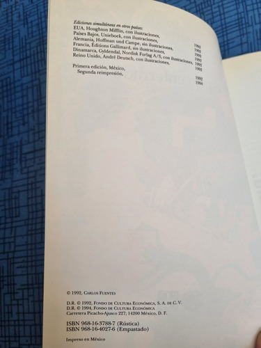 El Espejo Enterrado. Carlos Fuentes Tierra Firme (Usado)