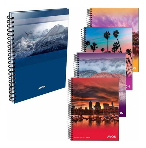 3 Cuadernos Avon 16x21 Espiral Tapa Blanda A5