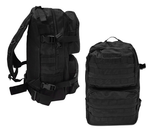 Mochila Camping Tactica Militar Viaje Mochilero Trekking Color Negro Diseño De La Tela Liso