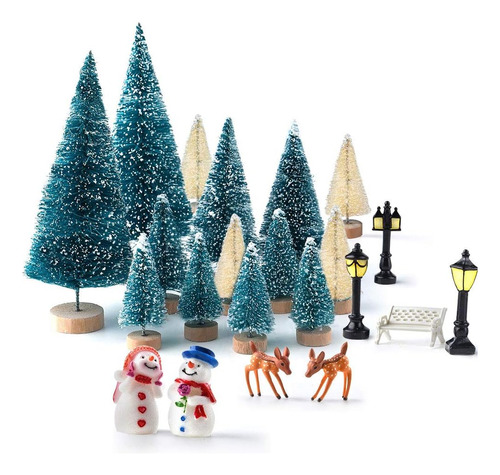 Árboles De Navidad Miniatura Hombres De Nieve Renos, 3...