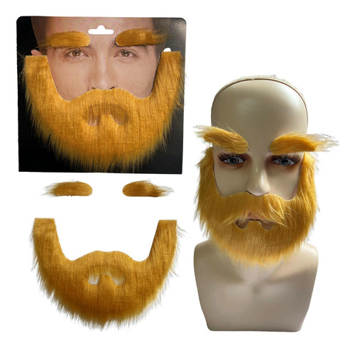 4 Conjunto De Cejas Y Barba Postizas, Disfraz Amarillo
