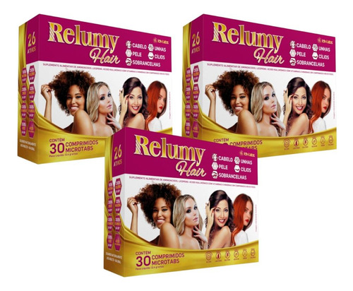 Kit Relumy Hair Com 3un De 30 Comprimidos Microtabs Cada