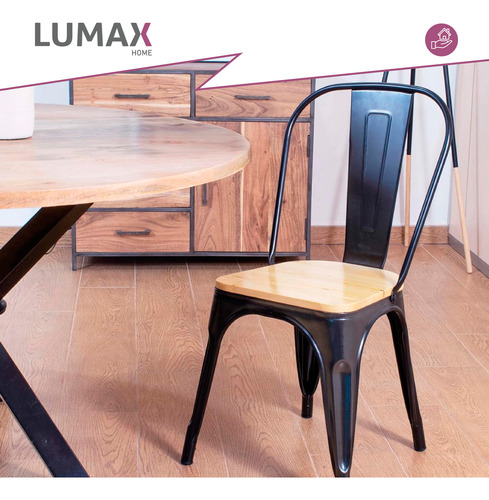 Silla Tolix Negra Con Madera Hogar Pub Muebles Metinca