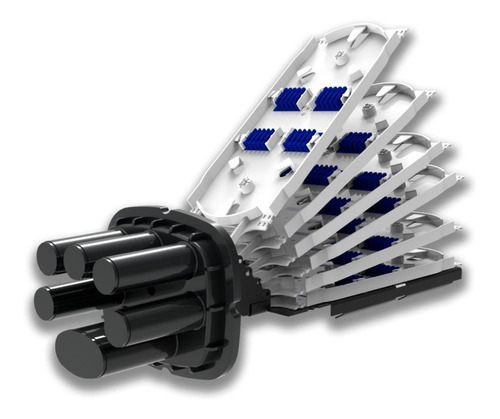 Caixa De Emenda Fosk Fibra Óptica 144fo C/6 Bandejas