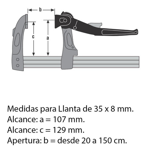 Prensa Carpintero T/sargento C/palanc Urko Riel 35x8mm-80cm