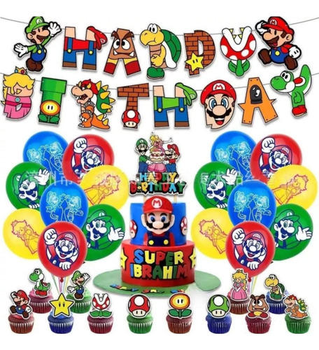 Set Decoración Personajes Videojuego Mundo Mágico Cumpleaños