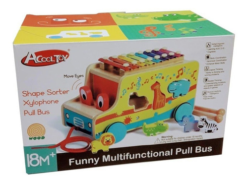 Imagen 3 de 6 de Acool Camion Madera Xilofon Animales Encastre Ac7643