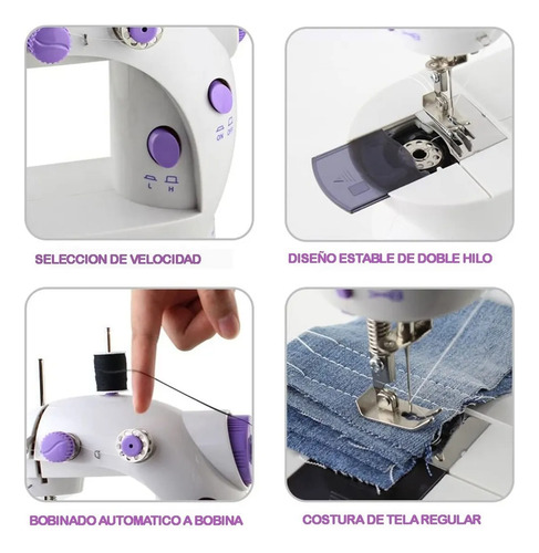 Máquina De Coser Con Funciones Avanzadas Blnca Con Morado
