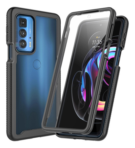 Funda De Teléfono Pc + Tpu Negra Para Motorola Edge 20 Pro