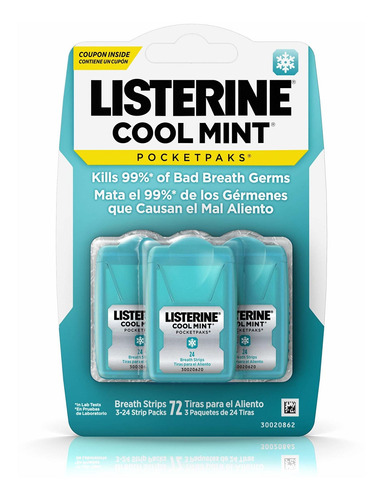 Listerine Pocketpaks - Tiras De Respiracin, Menta Fresca, 72