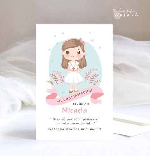 Imagen 5 de 10 de Estampitas Confirmación Tarjetas Estampas Nenas X 3u