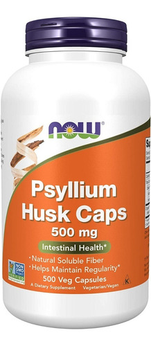 Psyllium Husk 500 Mg Now 500 Capsulas Vegetales