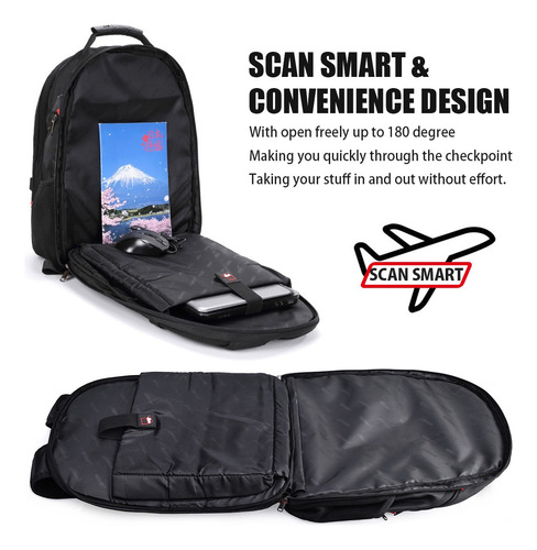 45l Mochila Impermeable Para Laptop De 17.3 Usb Para Hombre Color Negro Diseño De La Tela Liso