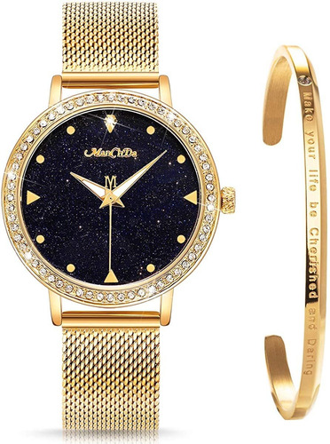 Reloj Mujer Manchda Gm-mwq014 Cuarzo Pulso Dorado Just Watch