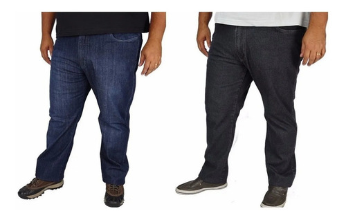 Imagem 2 de 4 de Calça Jeans Lycra Masculina 2 Peças Plus Size Tamanho Grande