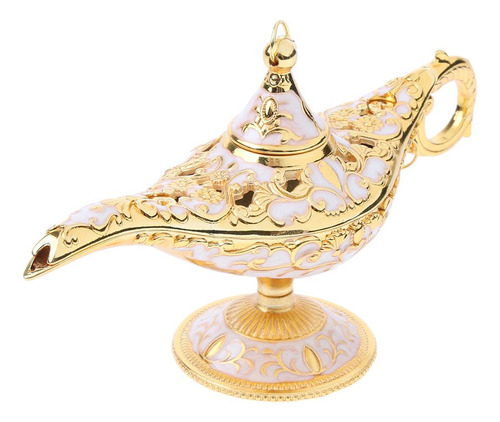 Decoración Arabian Magic Lámpara Con Tapa Dorado-blanco -