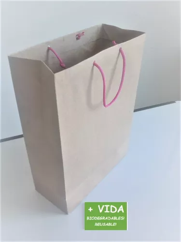 Bolsa de papel Kraft en material biodegradable con cordón.