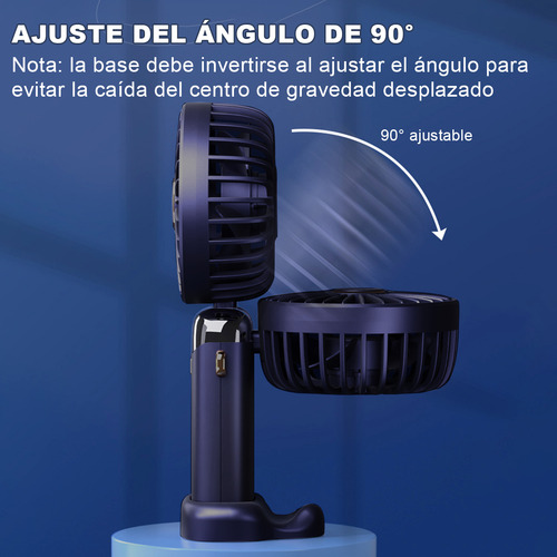 Mini Ventilador Portatil De Mano Plegable 5 Velocidades Con base Y Carga Usb