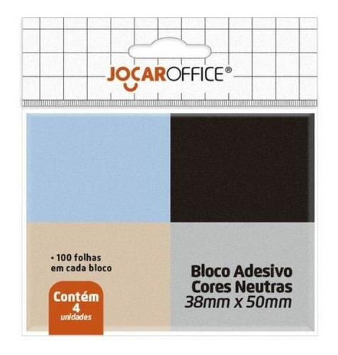 Bloco Adesivo Cores Neutras 38x50 C/4 - Jocar Office