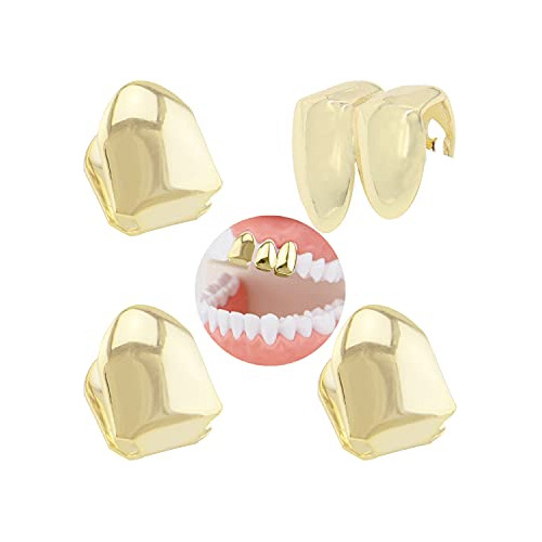 Grillz Dorados 18k Para Dientes Hip Hop (4 Piezas)