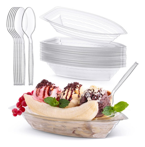 32 Piezas De 8 Oz Barcos Desechables De Banana Split Con Cuc