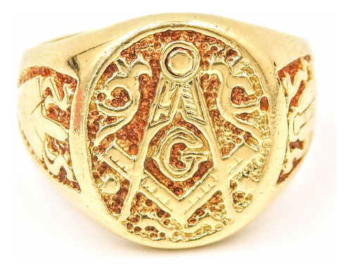 Anillo Sello Masón Logia  Oro 14k Argolla Maestro Canterero