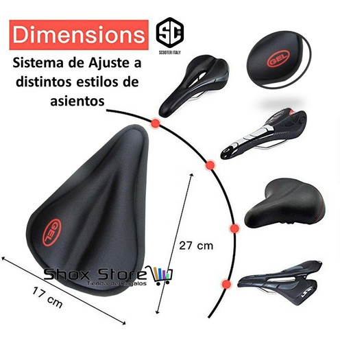 Imagen 3 de 7 de Funda Asiento Bicicleta Gel Silicona Scooter Spinnig Fija