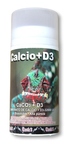 Calcio Con Vitamina D3 Para Reptiles Anfibios Camaleón 120g