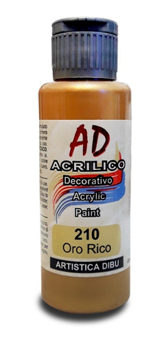 Imagen 2 de 2 de Pintura Acrílica Acrílico Decorativo 60ml. Dorado