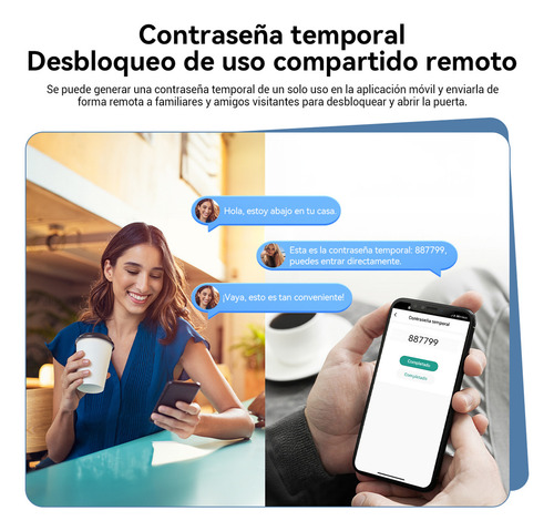 Chapa Cerradura Inteligente Electrónica Tuya Wifi 5 Maneras Negro Derecha/izquierda