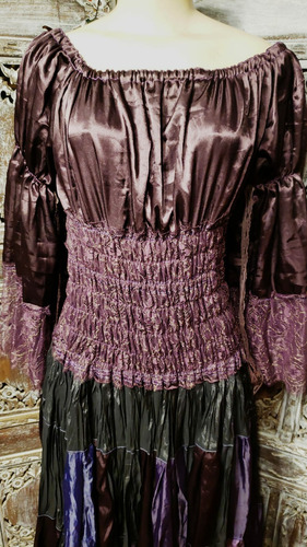 Vestido Cigano Medieval Experience Em Viscose E Renda