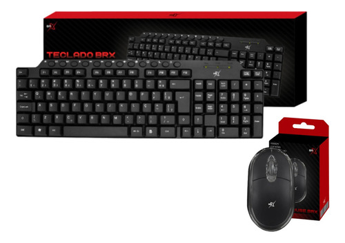 Kit Teclado Brx Usb Multmidia E Mouse Brx 1000dpi Usb Preto