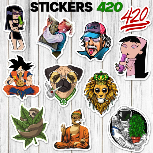 Stickers Marihuana Thc 420 25 Unidades Pvc Plastificados