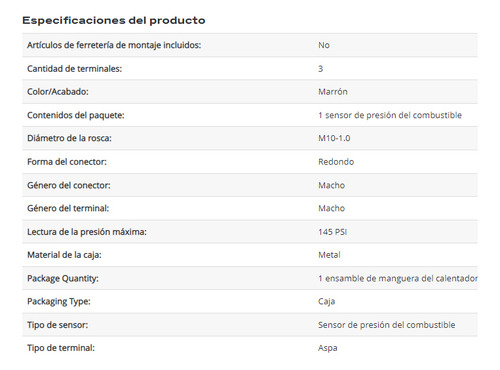 Sensor Presion Combustible Riel Inye Silverado 1500 6.0 2011