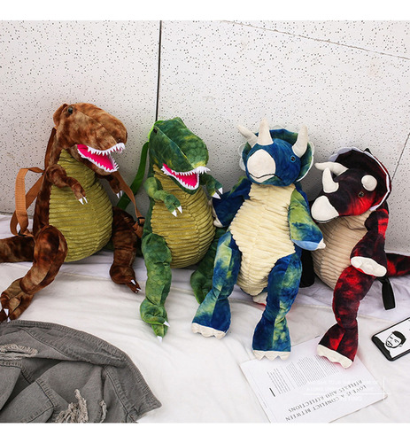 Mochila De Felpa Suave Con Forma De Dinosaurio 3d Para Niños