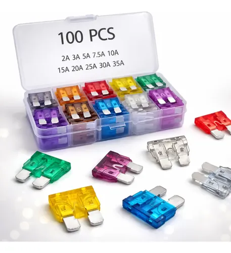 Kit 100 peças Fusível Lâmina Média Automotivo