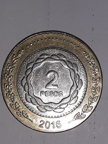 Moneda De 2 Pesos Del Año 2016 Bic. De La Revolución De Mayo