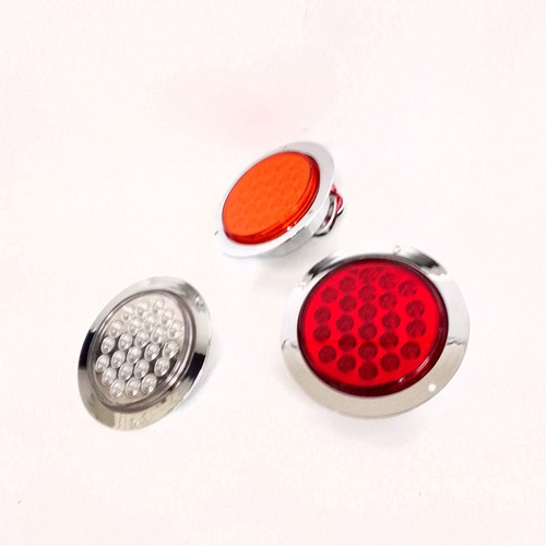 Faro 4¨ Cromado 24 Leds Empotrar Ambar Rojo Blanco  