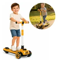 Monopatín Scooter Infantil De 3 Ruedas Con Luces Led Amarillo Camión