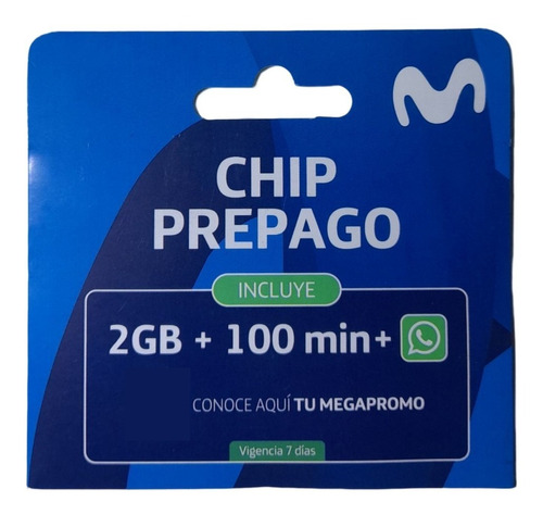 Chip  Prepago Movistar Incluye 2 Giga + 100 Minutos