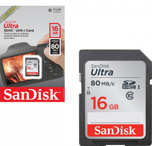 Memoria Sd 16 Gb Ultra Sandisk C10 80mbs