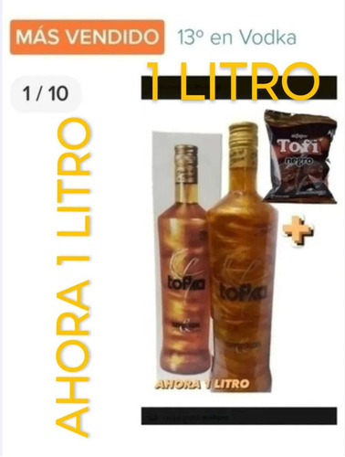 Tofka Vodka Y Toffee 750ml Para Freezer Batí Brillos Dorados