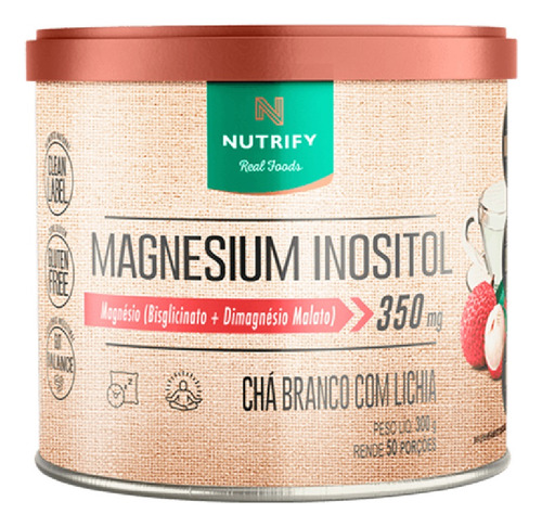 Magnésio Inositol Chá Branco Com Lichia - Nutrify 300g