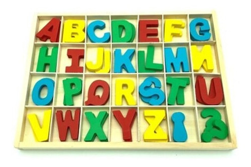 Abc Doble Letras De Madera Colores Didactico Educativo