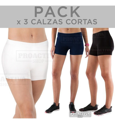 Pack De 3 Calzas Cortas Shorts De Algodón Con Lycra