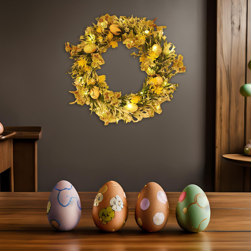 Guirnalda De Huevos De Pascua Para Puerta Delantera, 40cm,