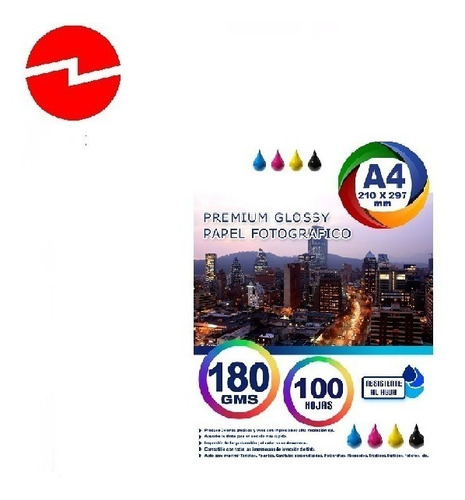 100 Hojas, Papel Fotográfico Glossy A4 Impresora 180g Brilla