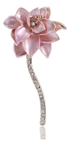 Broche Prendedor Mujer Elegante Flor Lotuloto Fresco Cristal