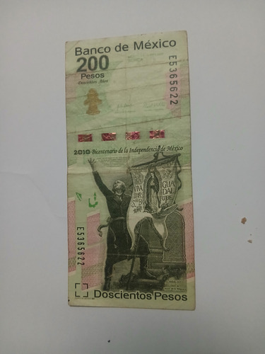 Billete Bicentenario 200 Pesos 2010 Muy Escaso (Usado)