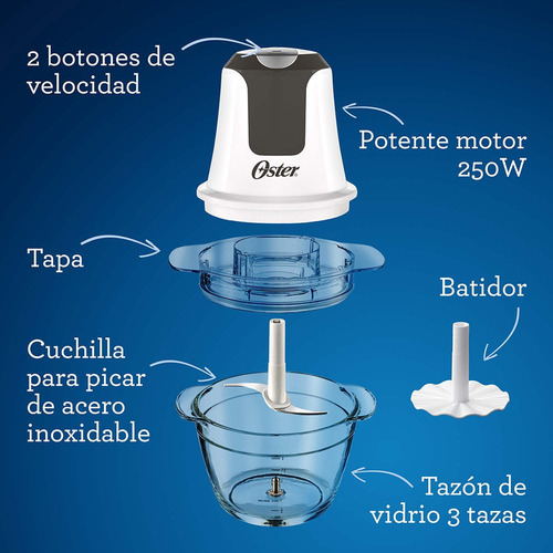 Mini Picadora Oster® 3 Tazas Con Tazón De Vidrio Fpstfp3340